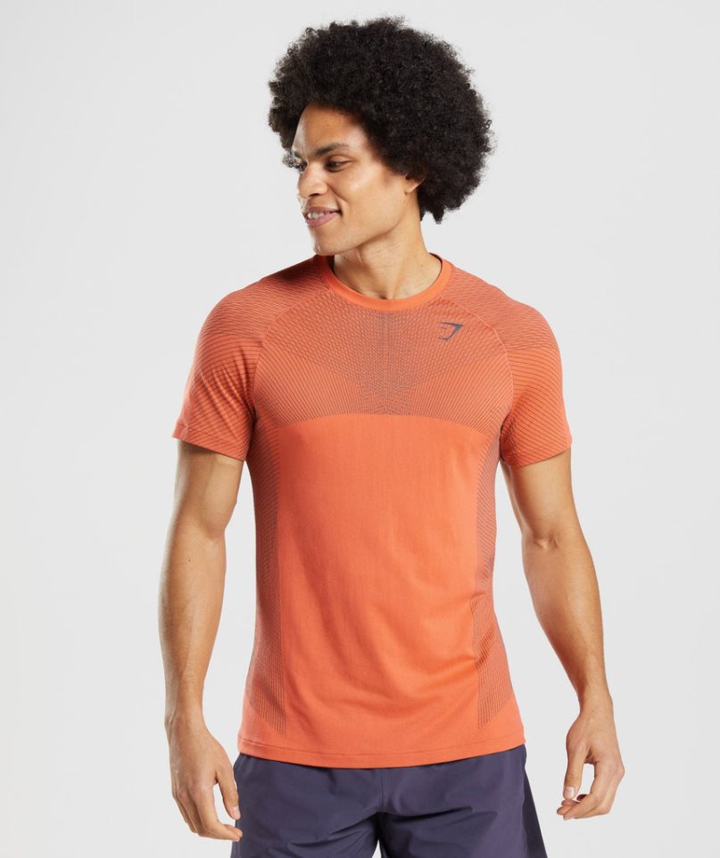 Men\'s Gymshark Apex Seamless T-Shirts Orange | NZ 7YNRJK